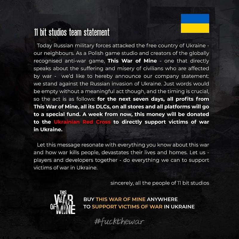 《這是我的戰爭》開發商賣遊戲 救助烏克蘭難民