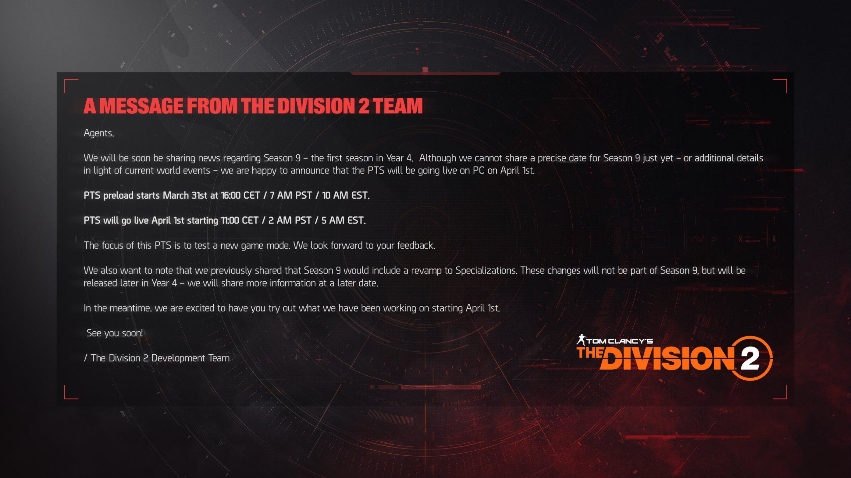 《全境封鎖2 THE Division 2》官方宣佈本週推出新模式