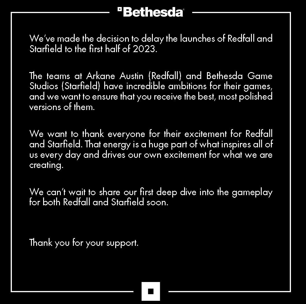 Bethesda 2款大作宣佈延期
