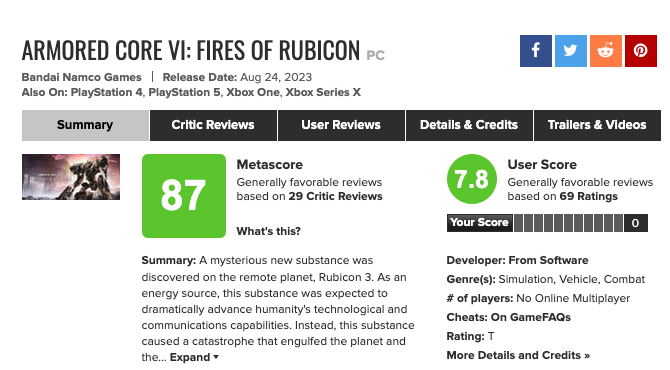 Armored Core - Metacritic