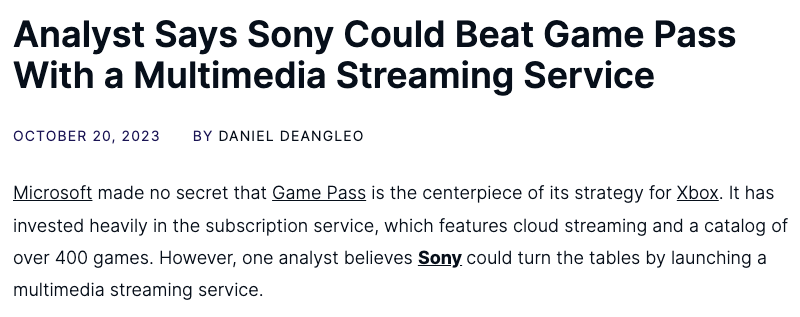 分折稱Sony可以透過串流服務擊敗XGP