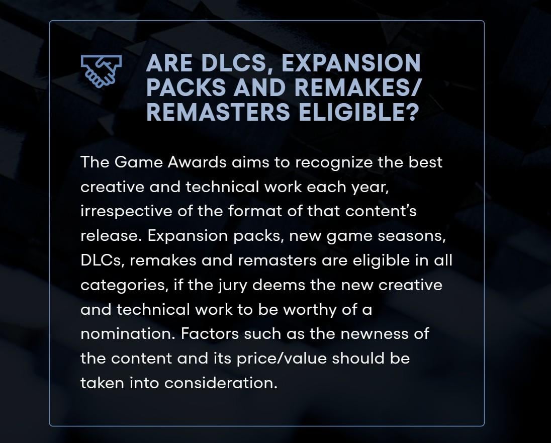 The Game Awards 改革：DLC與重製版可挑戰年度最佳遊戲大獎