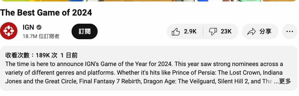 IGN YOUTUBE Year of Game