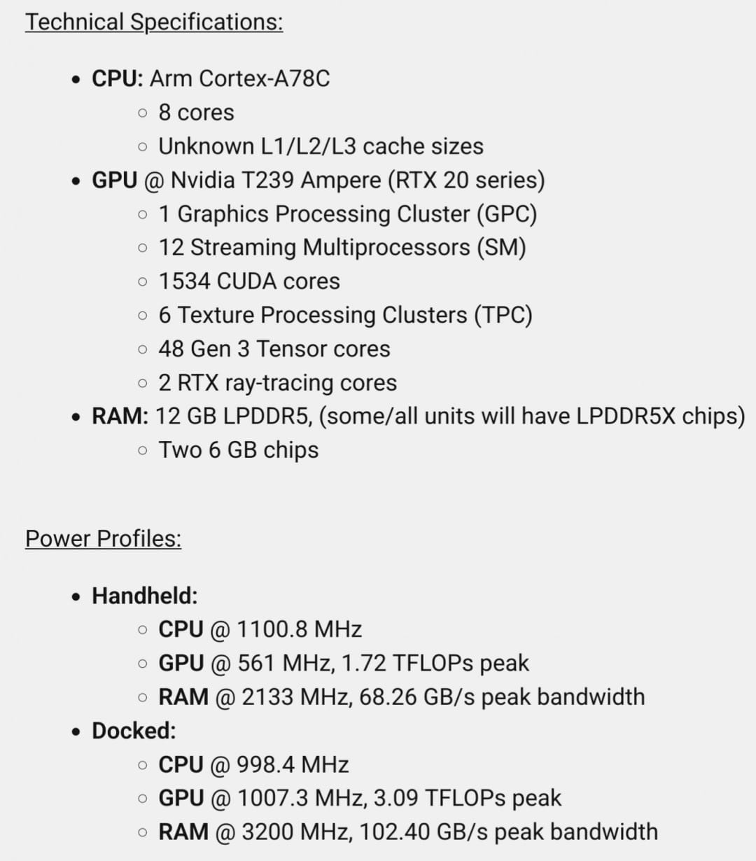 任天堂Switch 2規格曝光 效能僅為RTX 3060的四分之一