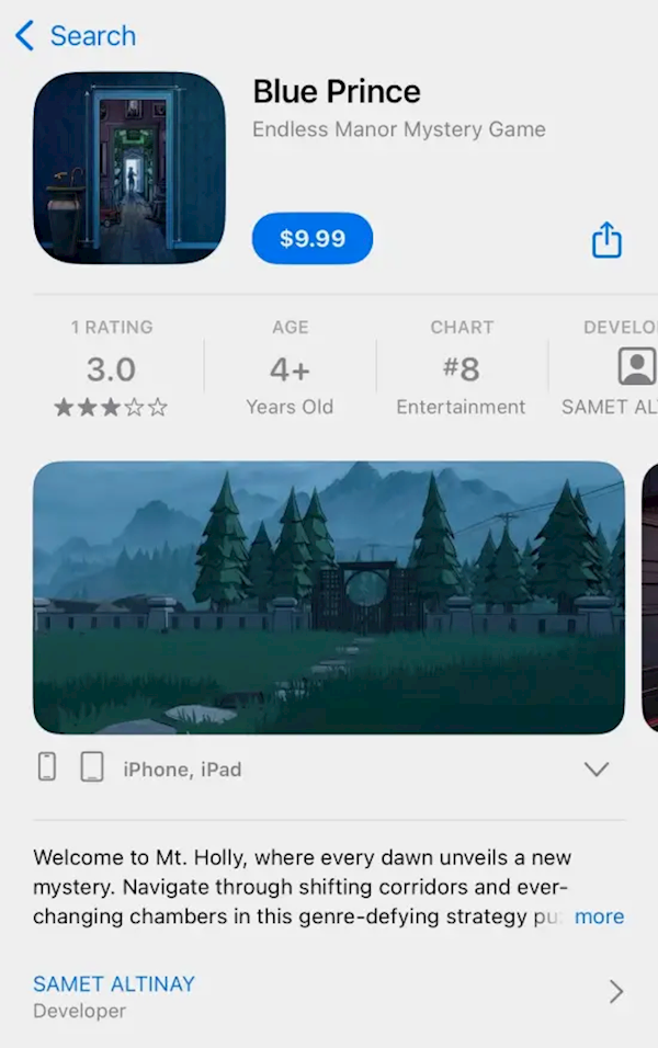 《Blue Prince》驚現盜版App 蘋果App Store審核再失守惹爭議