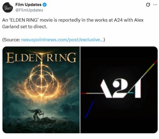 傳《艾爾登法環》電影版正在籌備中　或由A24與《智能叛侶》導演製作