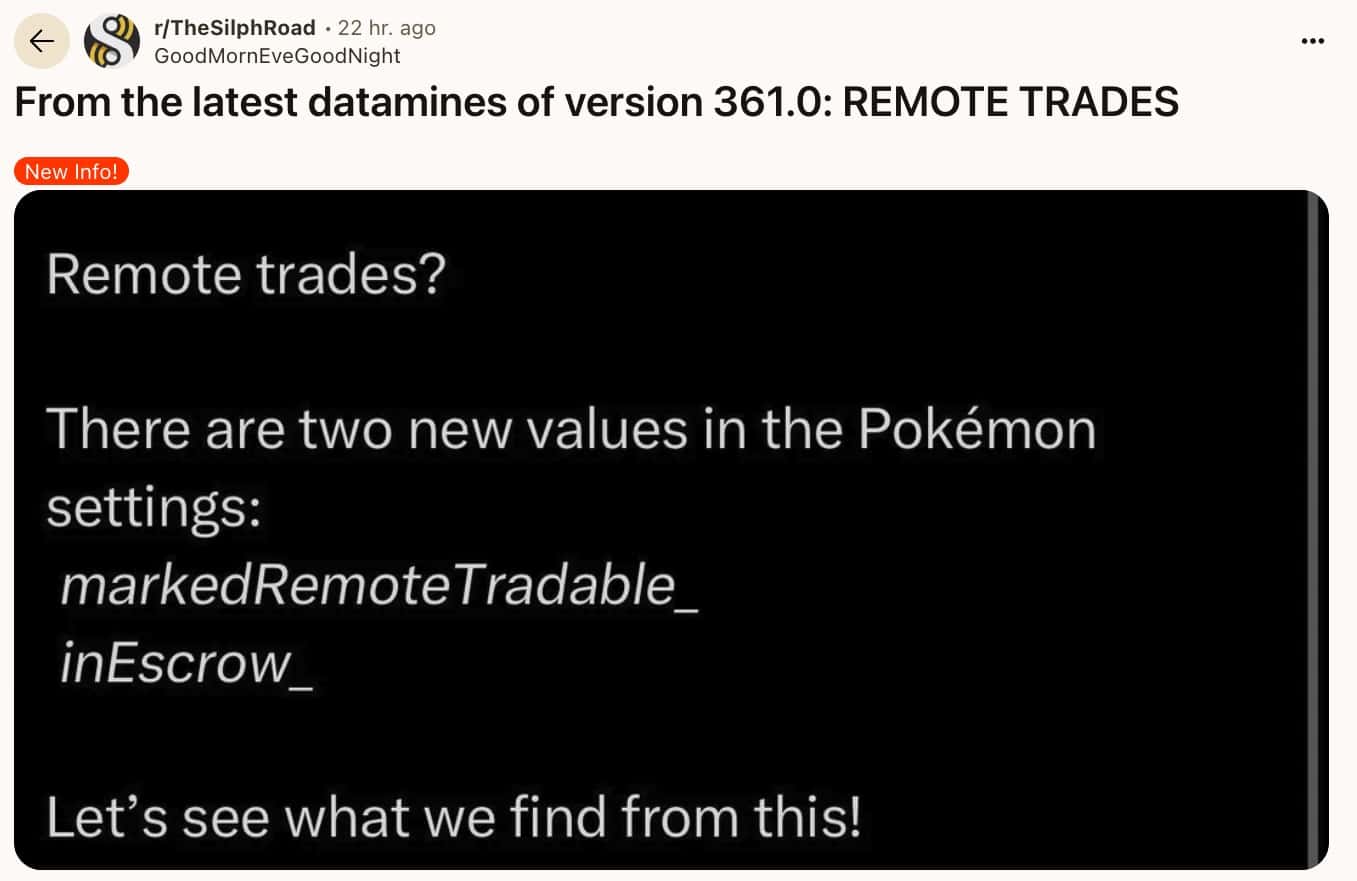 《Pokemon GO》疑將加入遠距交換功能 資料挖掘洩密引爆熱議