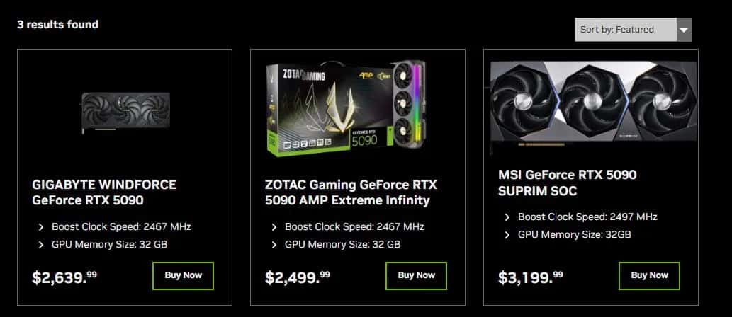 Nvidia 最新旗艦級 RTX 5090 顯示卡，價格上調至2,500 美元起