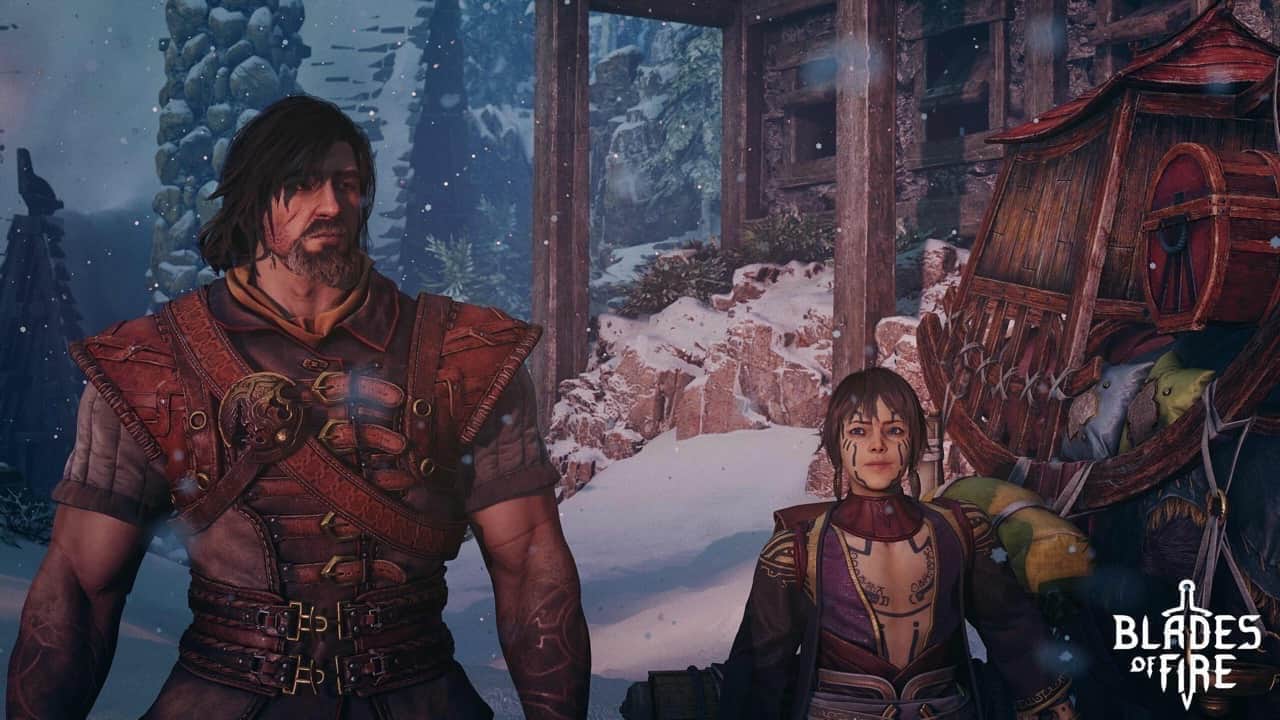 Blades of Fire 主角阿蘭與搭檔阿德索冒險場景截圖