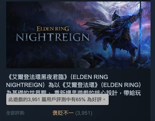  《艾爾登法環：黑夜君臨》Steam首發評價兩極　中文區差評湧現