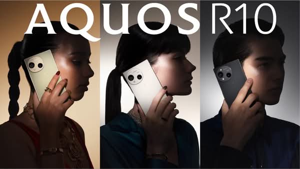 Sharp Aquos R10 手機展示其 Leica 主鏡頭模組與 240Hz OLED 螢幕設計
