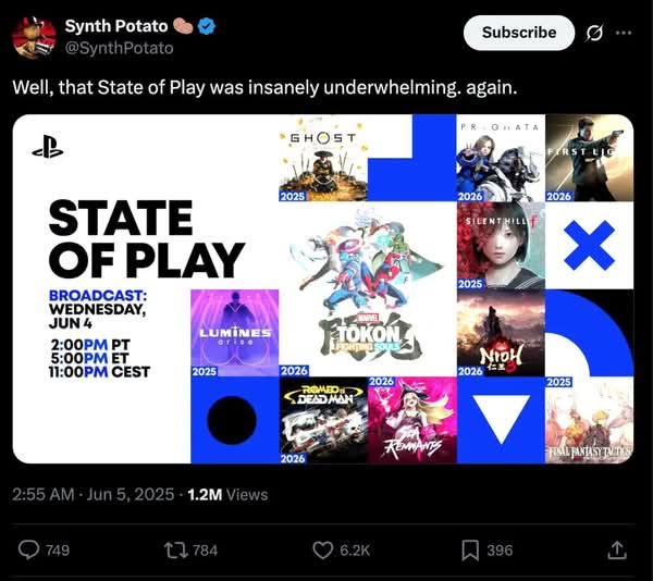 PlayStation《State of Play》廣受批評　粉絲失望缺乏重磅驚喜