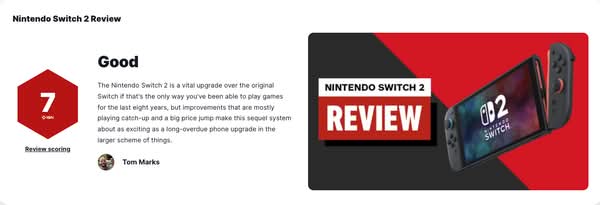 IGN 評 Switch 2 僅給 7分 性能提升難掩創新乏力與加價失望