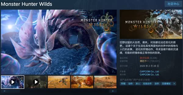  《魔物獵人世界》Steam 玩家人數反超續作《荒野》