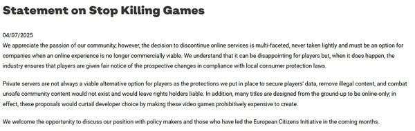 歐盟百萬人連署反對遊戲下架　EA、Sony、Ubisoft 等業者仍堅持保留終止權利
