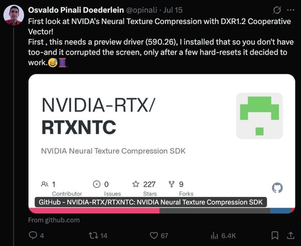 NVIDIA RTX神經紋理壓縮結合DirectX　VRAM佔用降至僅9MB