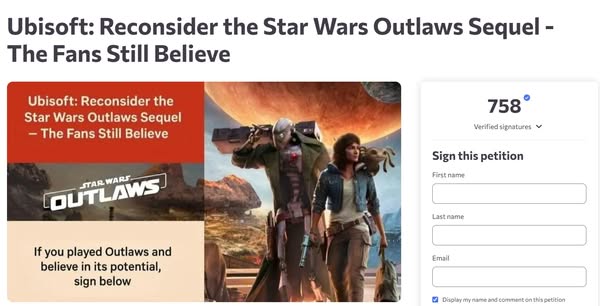 粉絲發起聯署　促 Ubisoft 延續《星球大戰：亡命之徒》系列計劃