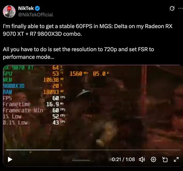 《合金裝備 3 食蛇者》重製版再陷 UE5 技術困境　RTX 5090 4K 最高設定仍難維持 60FPS