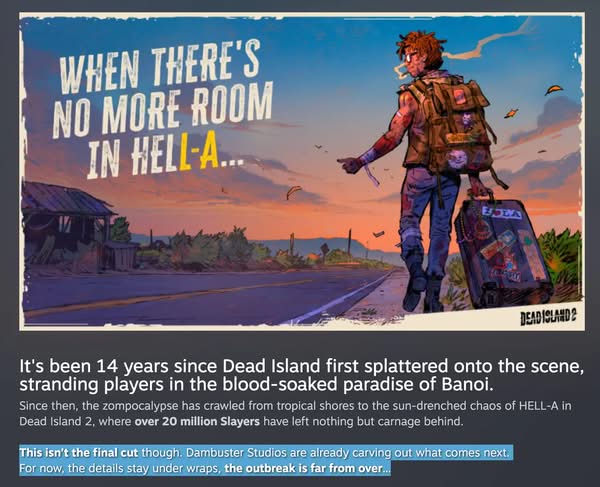《Dead Island 2》玩家突破 2000 萬 Dambuster Studios 確認系列新作開發中