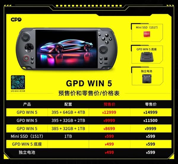 PC手提遊戲機 GPD Win 5 搭載 Ryzen Strix Halo：三個版本售價確認