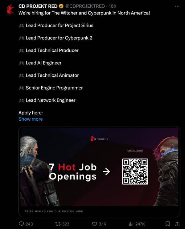 CDPR招聘新職位　《Cyberpunk 2》或將加入多人模式