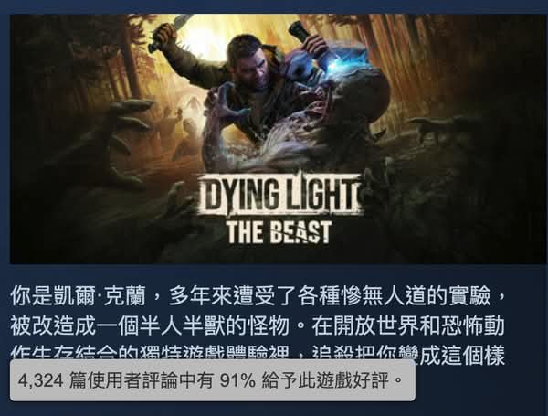 《垂死之光：困獸》正式推出　Steam 好評率達 92% 最高峰值近9萬人