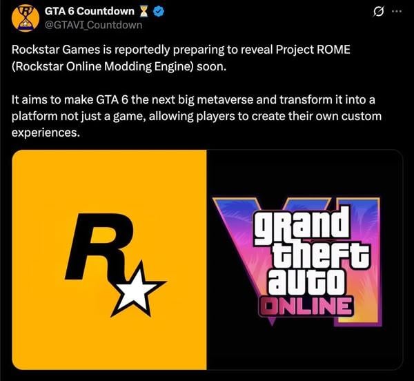 Rockstar 推出 Project ROME 模組平台　讓《GTA 6》玩家打造自訂內容