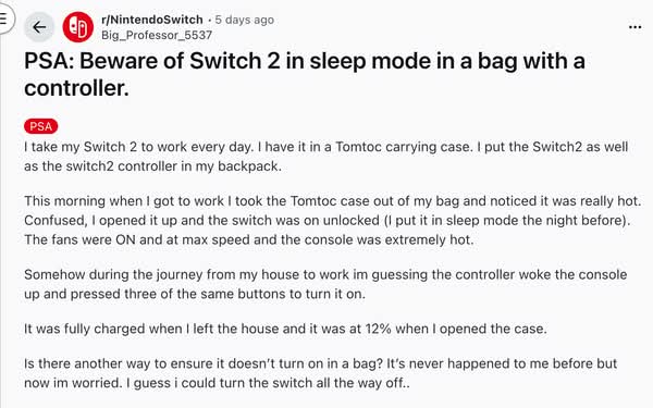 Nintendo Switch 2玩家注意 攜帶模式下恐出現潛在過熱問題