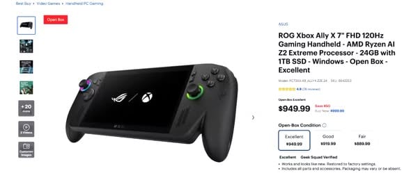 Best Buy 已出現 ROG Xbox Ally X「僅拆 / 二手」上架