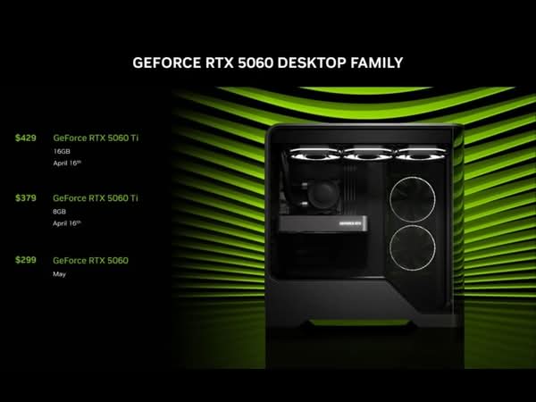 RTX 5060 Ti 8GB 銷量不佳 NVIDIA 轉向推廣 16GB 版本 RTX 5060 Ti 8GB 銷量不佳 NVIDIA 轉向推廣 16GB 版本