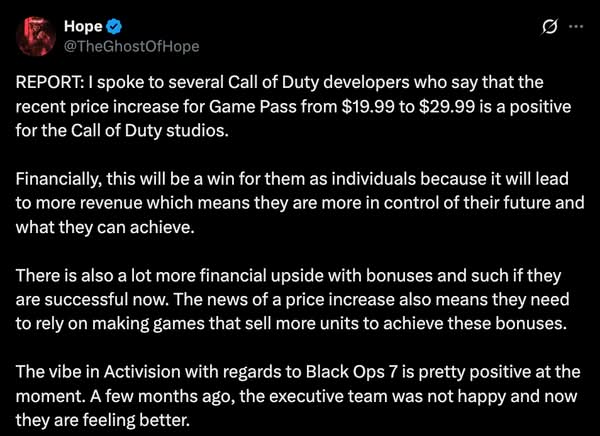 Game Pass 加價惹議 《Call of Duty》團隊卻認為是好事