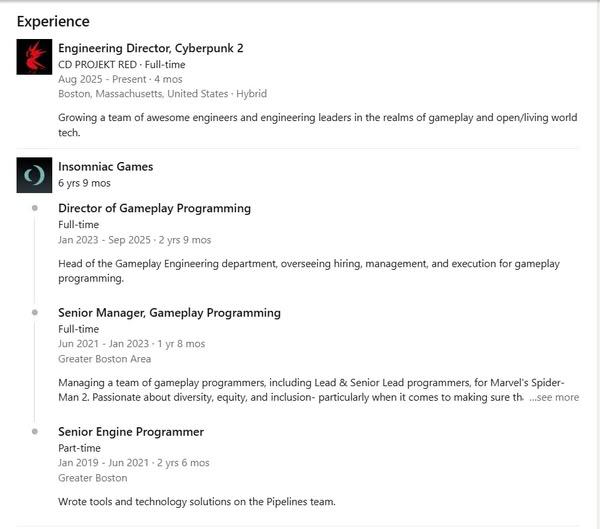 《蜘蛛俠》前資深程式設計師加盟 CD Projekt Red 《蜘蛛俠》前資深程式設計師加盟 CD Projekt Red