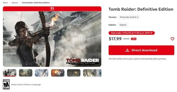 《盜墓者羅拉：終極版》突擊上架 Switch 2/Switch　限時 10% 優惠開放中