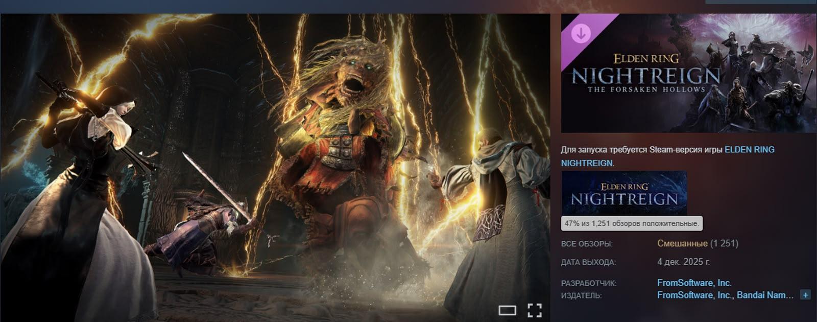 《艾爾登法環：黑夜君臨》新 DLC 評價暴跌　《Forsaken Hollows》僅 47% 好評惹玩家不滿