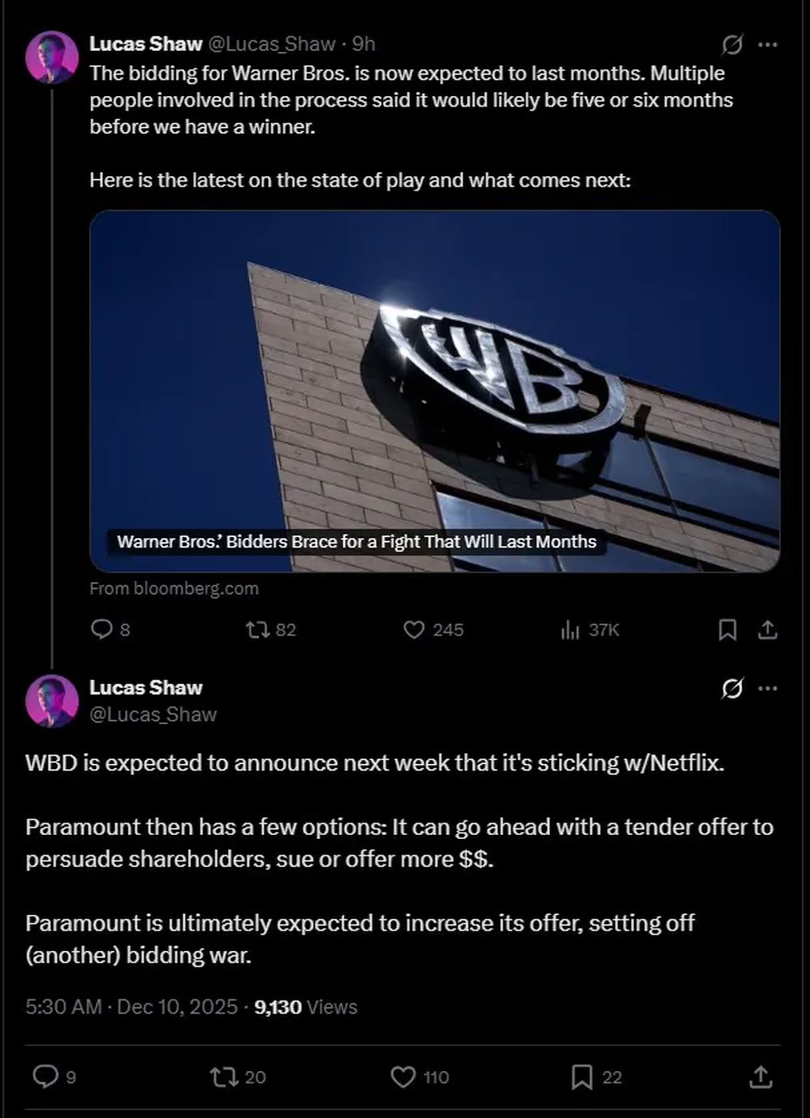 華納或選Netflix放棄Paramount更高出價　荷里活級巨額收購戰一觸即發