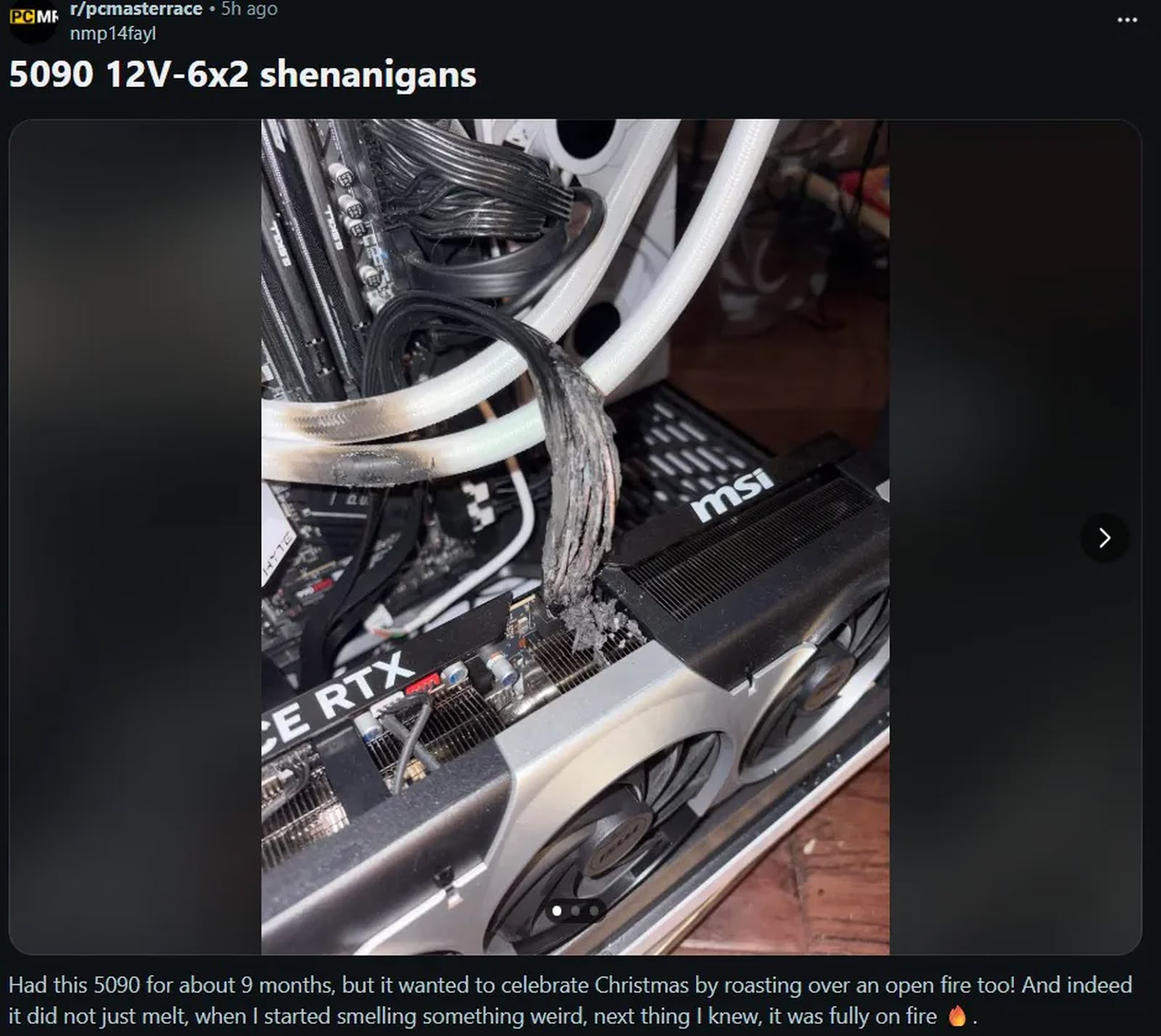 聖誕節真正的絕望 購買9個月顯示卡 5090 忽然起火