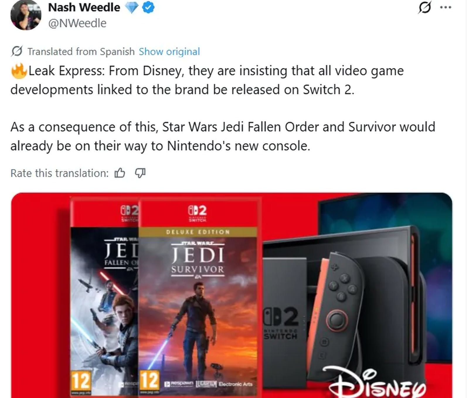 消息指《星際大戰 絕地》雙作或登陸 Nintendo Switch 2