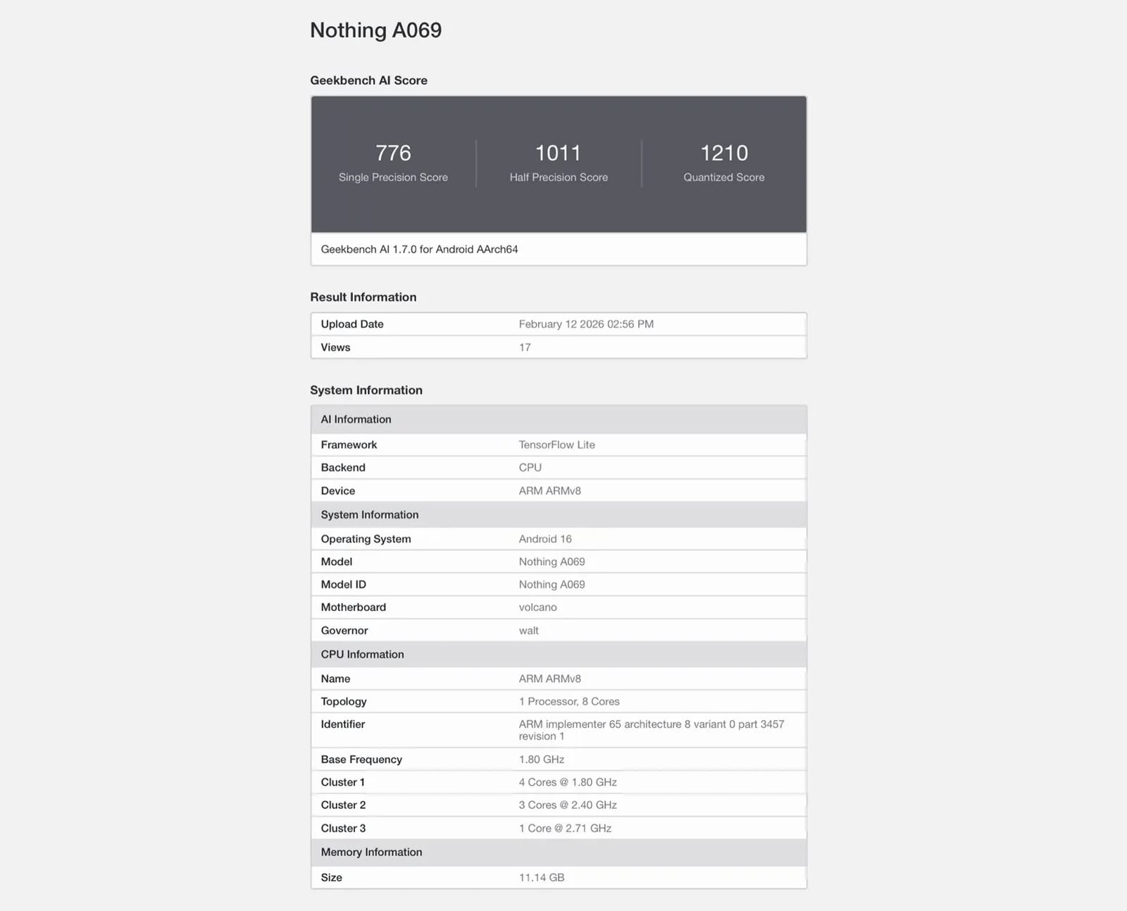 Nothing Phone (4a) Pro 跑分曝光 處理器現身 Nothing Phone (4a) Pro 跑分曝光 處理器現身