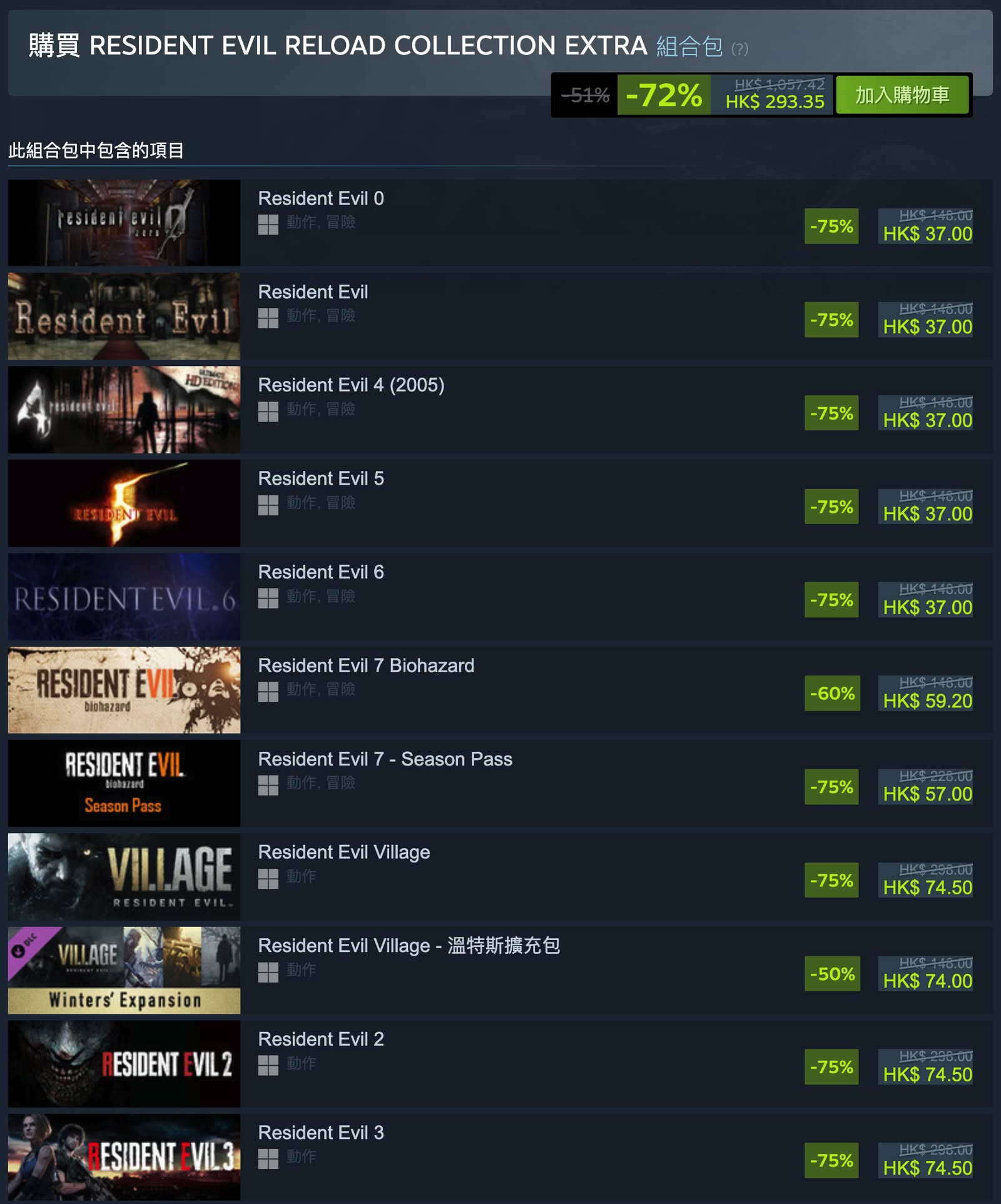 Capcom春節特賣《生化危機》0至8代合集5折大平賣