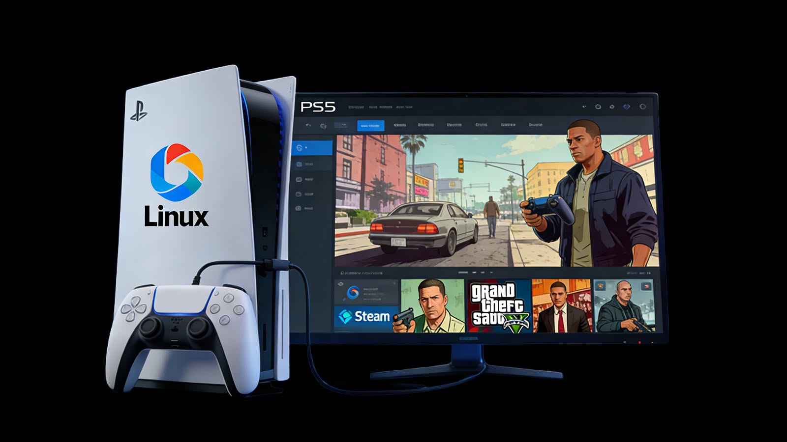 黑客成功在 PS5 安裝 Linux　Steam 運行《GTA V》1440p 光追